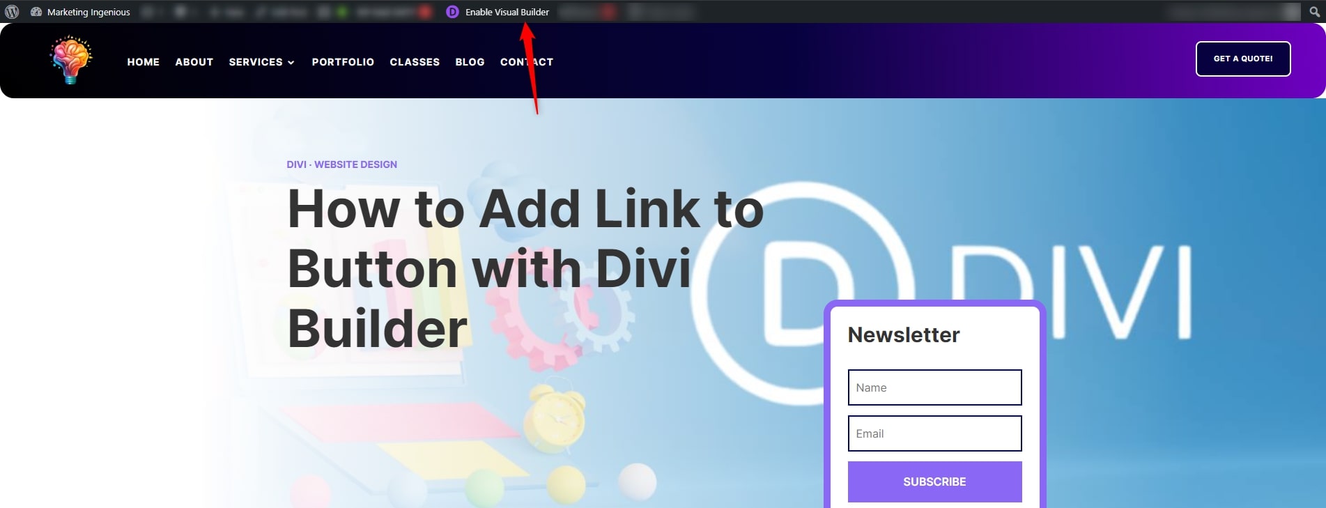 How to add link to button Divi Marketing Ingenious 1